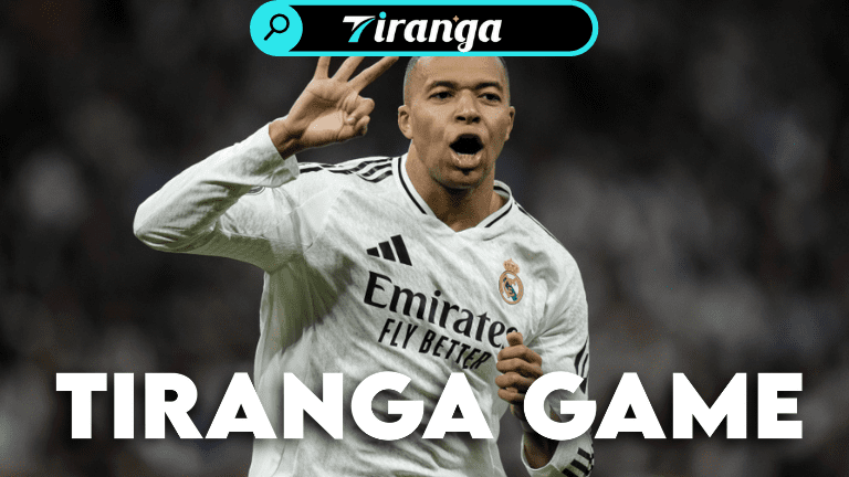 Kylian Mbappé with vibrant colors and dynamic visuals from Tiranga Game, symbolizing speed, focus, and creativity.